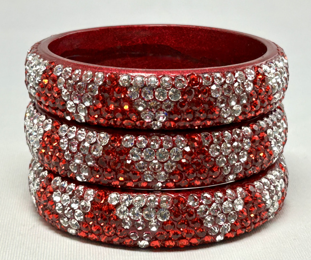 WT25 ruby red zigzag rhinestone bangles